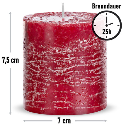 Brandsseller pillar candle set of 4 7x7.5 cm Christmas candle Advent wreath Bordeaux