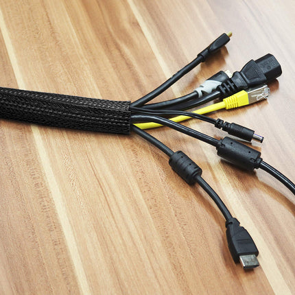 RICOO cable duct black 200cm long x 8.5cm wide Z9085B-2 cable sleeve resealable with velcro cable guide cable management