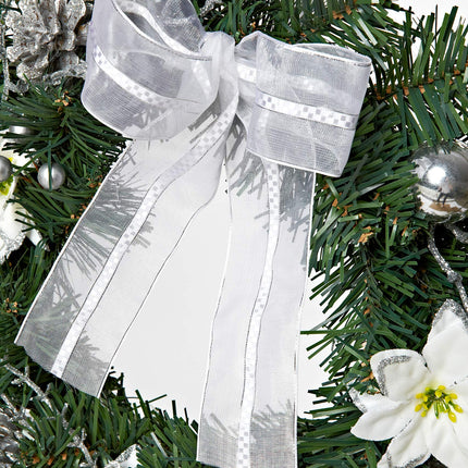 HEITMANN DECO Christmas wreath - door wreath, wall wreath, Christmas wreath - decorated wreath made of fir branches - green, white, silver, 32 x 32 x 10 cm