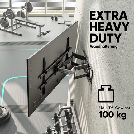 ONKRON teleri seinakinnitus, pöörlev, 42–120-tollistele teleritele, kuni 100 kg, üliõhuke, pikendatav teleri seinakinnitus, kallutatav, max VESA 1000x600, suur teleri seinakinnitus/teleri seinakinnitus must M10-B