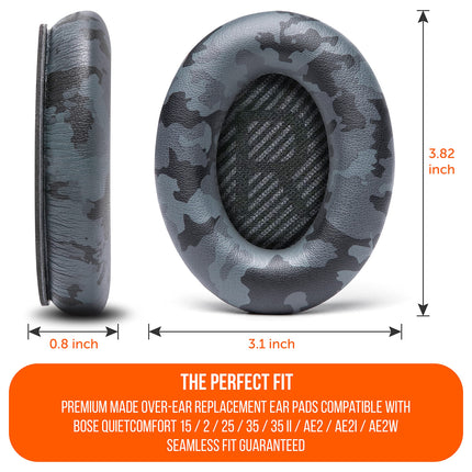 WC Wicked Cushions Replacement Ear Pads Compatible with Bose QuietComfort 35 (QC35) &amp; QuietComfort 35ii (QC35ii) Headphones &amp; More - Improved Comfort &amp; Durability | Black Camo
