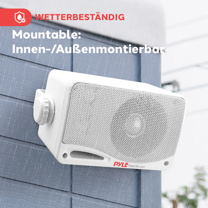 Pyle 3,5-tollised õuekõlarid 200 W – 3-suunalised veekindlad Bluetooth-kõlarid sise- ja välistingimustes kasutamiseks bassrefleksiga – komplektis seinakinnitus ja toiteplokk, aeda, basseini ja elutuppa (paar)