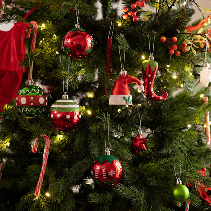 Valery Madelyn Christmas Ornament Set, 70 Carat Elf Red Green White Shatterproof Christmas Tree Decorations Ball Ornaments Decorative Hanging Ornaments for Christmas Trees Holiday Party Decoration