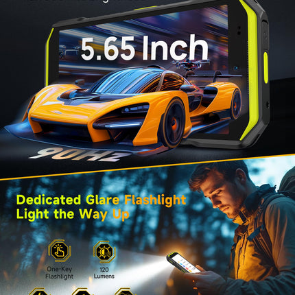 Ulefone Armor X32 välistingimustes kasutatav mobiiltelefon 12GB+128GB/2TB, MTK G91 48MP + 20MP öise nägemisega 5.65" Corning Glass, uuendatav Android 15-le, 5500mAh IP68 nutitelefon, kahe SIM-kaardi pesa, sõrmejäljelugeja, NFC, 2-aastane garantii - must