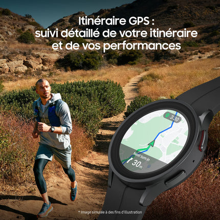 Samsung Galaxy Watch5 Pro Smartwatch, Health Tracker, Sports Watch, Long Battery Life, Bluetooth, 45 mm, Titanium, 1-Year Extension [Excluded from Amazon] – French Version