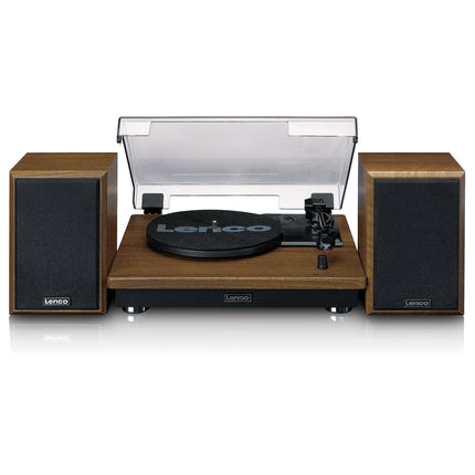 Lenco LS-100 - Hi-Fi plaadimängija Bluetooth 5.0-ga - Välised kõlarid - 2 x 10 W RMS - Rihmülekanne - Automaatne seiskamine - Puit, 20 W RMS