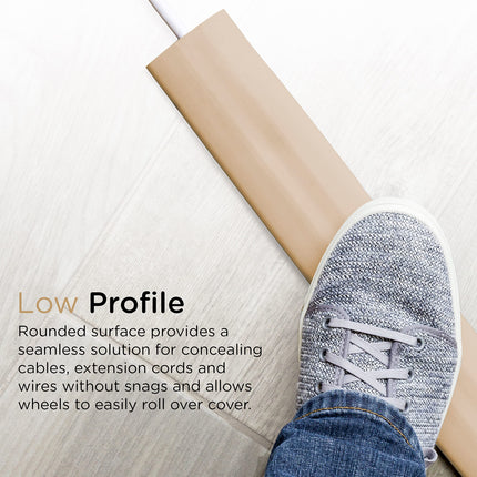 Power Gear floor cord cover, rubber, low profile, cable protector, skin-colored