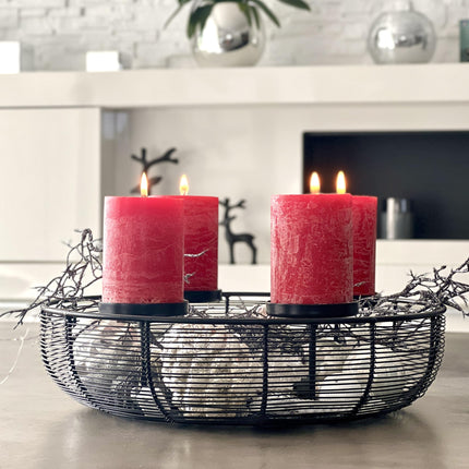 Brandsseller pillar candle set of 4 7x7.5 cm Christmas candle Advent wreath Bordeaux