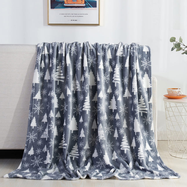 Elegantne mugav luksuslik samettekk, ülipehme jõuluprindiga fliistekk, jõuluteemaline kodukaunistus, kohev, soe ja hubane talviseks voodipesuks, 50" x 60" jõulupuu