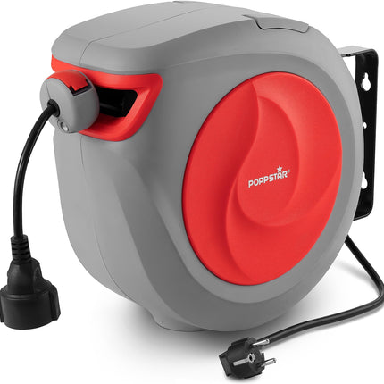 Poppstar automaatne kaablirull 15m + 1,5m (max. 2500W) Automaatne kaablirull, isekeriv, IP20 seinale ja lakke paigaldamiseks