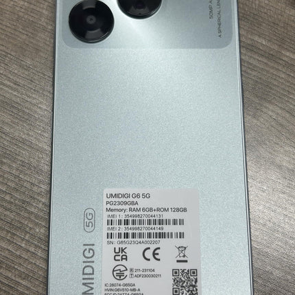 UMIDIGI 5G mobiiltelefonid NFC-ga, 6GB+128GB/TF 1TB, G6 nutitelefon ilma lepinguta, 6,57" 90Hz HD+, 50MP kaamera 5000mAh, Dimensity 6100+ 5G SIM-kaardivabad telefonid, Android 13, sõrmejäljega lukustamata/näotuvastusega/GPS (sinine)
