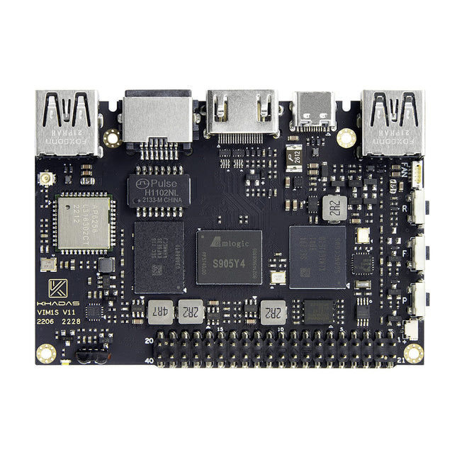 Khadas VIM1S Amlogic S905Y4 SBC arvuti 4K@60fps AV1 Ultra HD video taasesitusega - mitme operatsioonisüsteemiga TV-boks üheplaadiline arvuti, 32MB SPI-välkmälu, sisseehitatud teenus (2+16GB)