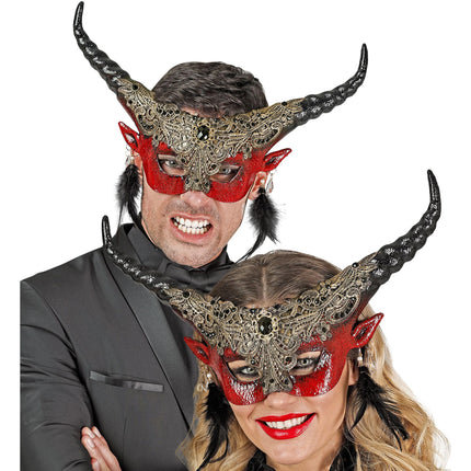 W WIDMANN MILANO Party Fashion - Eye mask devil with horns, demon, accessory Halloween