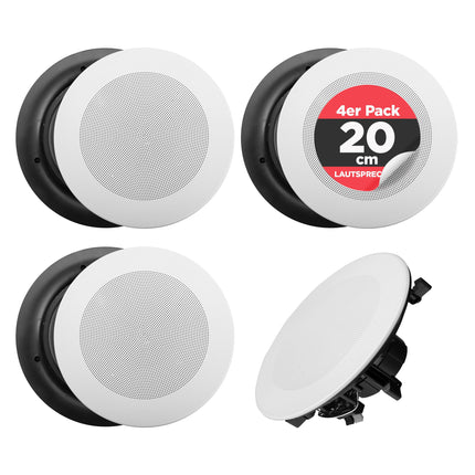 Pyle 20 cm laekõlar, laekõlar Bluetooth, 4 seinakõlarit, 2-ribaline kõlar, 250 W 4-kanaliline võimendi, kõrgsageduskõlar, stereohelisüsteem, seinale kinnitatav, ümmargune/ruudukujuline