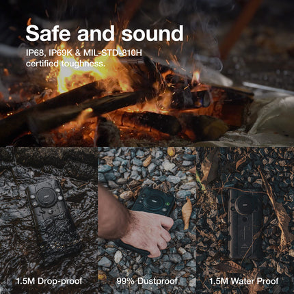 AGM H5 Pro Outdoor Handy ohne Vertrag Android 12 Outdoor Smartphone 20 MP Nachtsichtkamera, Helio G85, 6GB RAM 128 GB ROM, 109 dB, 7000 mAh, NFC, 6,52 Zoll IP68 wasserdicht Handy mit Triple Kamera