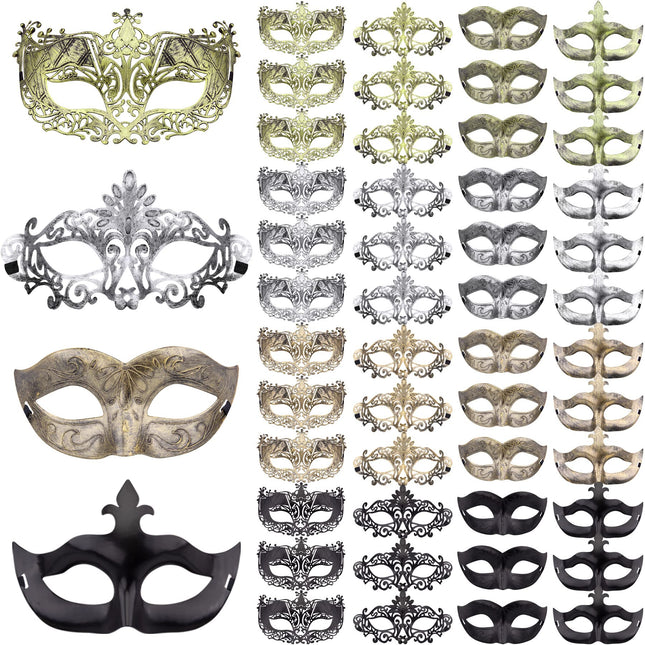 FEQO 48 tükki maskeraadimaske Veneetsia vintage antiikmaskid maskeraadi silmamask festivali Canival Mardi Gras peoks