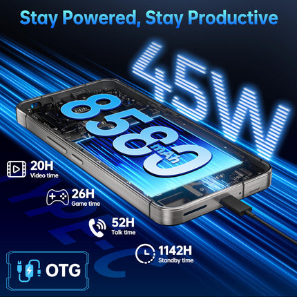OUKITEL WP200 Pro 5G Outdoor Mobile Phone - Android 15 72GB+1TB Smartphone with SmartWatch, 6.7” AMOLED FHD+ 120 Hz Waterproof Unlocked, 8580mAh/45W, 108MP Camera, 5G Dual SIM/NFC/WiFi 6 - Gray