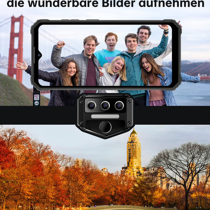 OUKITEL WP23 Android 13 välistingimustes kasutatav mobiiltelefon 10 600 mAh vastupidav nutitelefon ilma lepinguta 6,517 tolli HD+ 7 GB + 64 GB 1 TB laiendatav ehitusplatsi telefon 13 MP + 5 MP kaamera 4G kahe SIM-kaardiga, IP68/NFC/OTG/GPS/Face ID