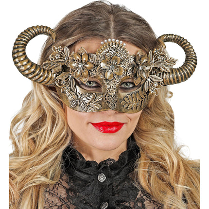 W WIDMANN MILANO Party Fashion - Eye mask ram with horns, animal mask, ram, carnival accessory