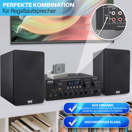 Pyle HiFi võimendi, HiFi stereo võimendi, minivõimendi, Bluetooth võimendi, võimendi, 300W HiFi vastuvõtja, stereovõimendi, Bluetooth võimendi - MP3, USB, SD, AUX, RCA, mikrofon, kõrvaklapid, FM