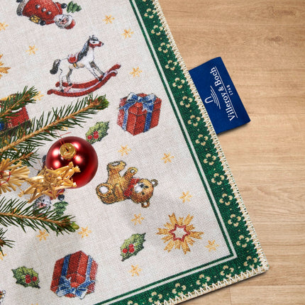Villeroy &amp; Boch Design Rug Nostalgic - Toy's Delight - Christmas Tree Blanket, Entrance Mat, Christmas Tree Rug for Living Room, Bedroom, Dining Room, Hallway - Green Multicoloured, 50x80 cm