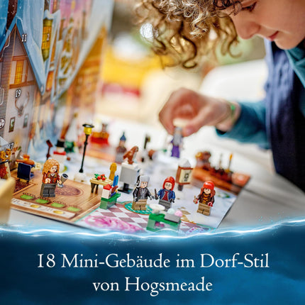 LEGO 76418 Harry Potteri advendikalender 2023, jõulukalender 24 kingitusega, sh 18 Hogsmeade'i minimudelit ja 6 minifiguuri, näiteks Hermione Granger ja Draco Malfoy, jõulumänguasi