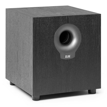 ELAC Debut Subwoofer S10.2, active speaker for music playback via stereo system, 200 W &amp; Amazon Basics PBH-20214 - RCA audio cable, 1 x RCA male to 2 x RCA male, 2.4 m