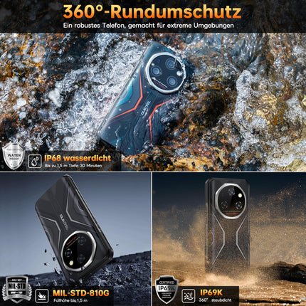 OUKITEL WP55 Pro 5G Android 15 Outdoor Handy - 48GB+512GB(2TB) 108MP+32MP+8MP Nachtsicht Kamera 11000mAh/33W Outdoor Smartphone 6,6 Zoll FHD+ 120Hz baustellenhandy Dual SIM IP68/NFC/OTG/GPS/Face ID