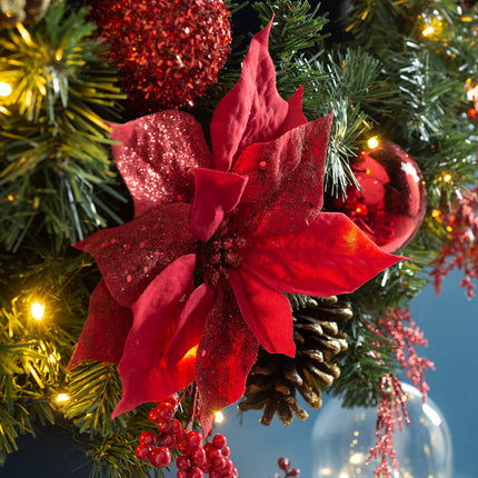 WeRChristmas Illuminated Wreath with 50 LED Lights and Timer Function, Multi-Coloured, 75 cm