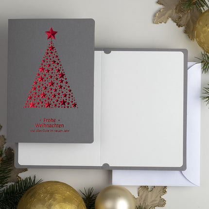 Art Nuvo - EXCLUSIVE CHRISTMAS CARDS SET OF 10 CARDS, 120x170mm, GILDED AND EMBOSSED CHRISTMAS MOTIFS MADE OF METALLIC WITH INSERTS AND ENVELOPES