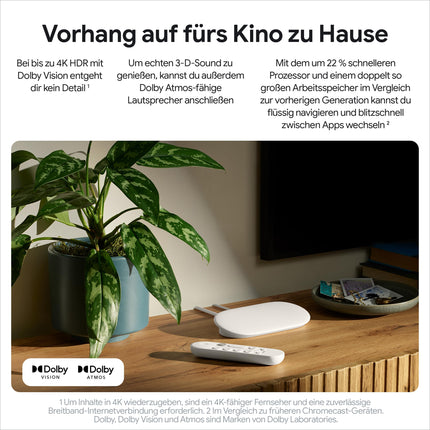 Google TV Streamer 4K – lõõgastav meelelahutus kiire voogedastuse ja häälotsinguga kaugjuhtimispuldiga – filmid, sarjad, otseülekanded ja Netflix 4K HDR-is – 32 GB salvestusruumi – Portselan