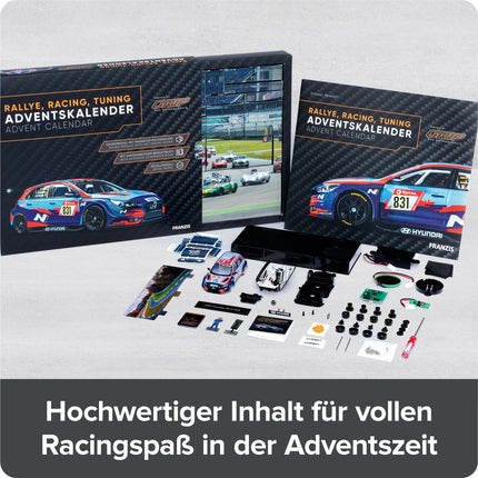 FRANZIS 67192 - Advendikalender Ralli, Võidusõit, Häälestamine, GRIP-i jõul, võidusõiduauto mudelkomplekt skaalas 1:43