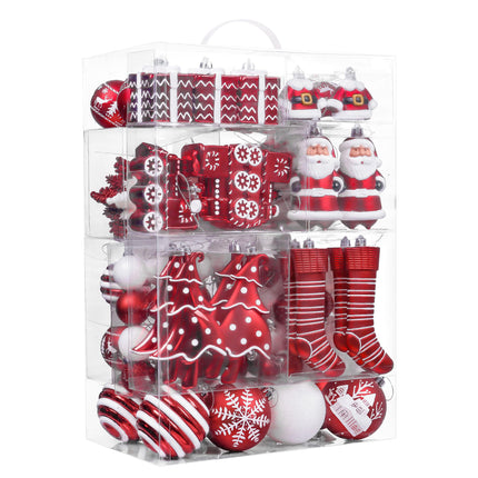Valery Madelyn Christmas Tree Ornament Kit, 155 ct Red and White Shatterproof Christmas Tree Decorations Bulk, Traditional Hanging Ball Ornaments for Christmas Trees, Holiday Party Decoration