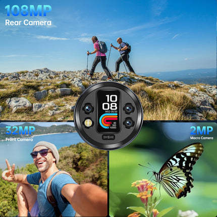 OUKITEL WP200 Pro 5G Outdoor Mobile Phone - Android 15 72GB+1TB Smartphone with SmartWatch, 6.7” AMOLED FHD+ 120 Hz Waterproof Unlocked, 8580mAh/45W, 108MP Camera, 5G Dual SIM/NFC/WiFi 6 - Gray