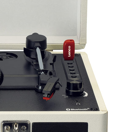 Lenco Classic Phono TT-115 plaadimängija - kaasaskantav plaadimängija - Bluetooth - USB - 3 kiirust - otsesalvestus USB-le ilma arvutita - rihmülekanne - kreemikas