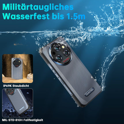 OUKITEL WP35S Outdoor Smartphone Android 14-11000mAh Outdoor Mobile Phone Without Contract, 24GB RAM + 256GB ROM Construction Site Phone, 6.6 inches, 48MP + 16MP + 8MP Night Vision Camera, NFC/GPS/Fingerprint/Face ID, Black