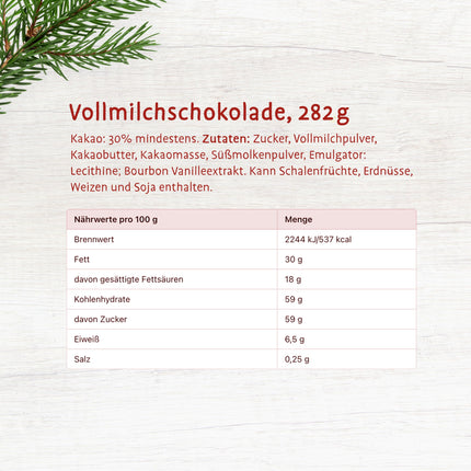 Riegelein Napolitains 282g – 88 väikest šokolaaditahvlit – Fairtrade sertifitseeritud šokolaadisegu – Piimašokolaad jõuludeks – Söödavad šokolaadikaunistused ja eraldi pakendatud pralineed