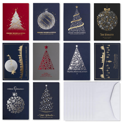 Art Nuvo Christmas cards with envelopes and inserts – Set of 10 exclusive Christmas cards