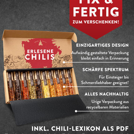 TIMBER TASTE® tšilli- ja vürtsikinkekomplekt meestele ja naistele [KUNI 1 200 000 SCOVILLE'I] – 10-osaline komplekt kõigi vürtsidega – spetsiaalsed tšillikomplektid meestele ja vürtsisõpradele