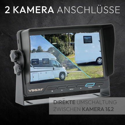 VSG24 13113 – 7“ Heavy Duty Transporter Rear View Monitor, Monitor incl. accessories, e-approval, TFT display, camera, 2 video IN