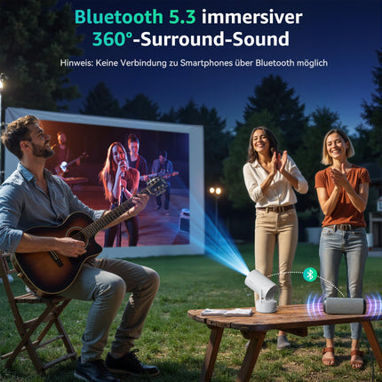 Polocsh Projector, Mini Projector with Battery, WiFi and Bluetooth 1080P Outdoor Projector 4K Support, Electric Focus &amp; Auto Keystone Correction and 270° Rotation, Android 11.0 Home Theater Smart Projector with HDMI (White)