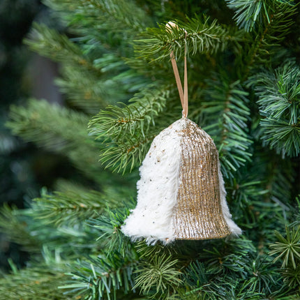 Santa Claus Bell, 12 cm, Gold, Pack of 3 - Christmas Tree Hanging Decoration, Festive Decoration, Fairytale Theme, Christmas Tree Pendant