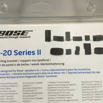 Bose'i ruumilise heli kõlarid mustad ja Bose® UB-20 seeria II seina-laekinnitus musta värvi