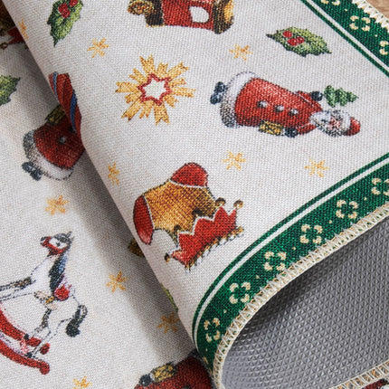 Villeroy &amp; Boch Design Rug Nostalgic - Toy's Delight - Christmas Tree Blanket, Entrance Mat, Christmas Tree Rug for Living Room, Bedroom, Dining Room, Hallway - Green Multicoloured, 50x80 cm
