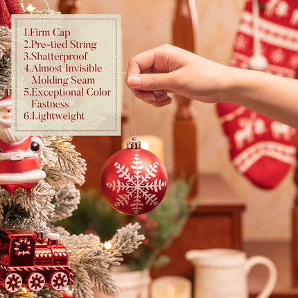 Valery Madelyn Christmas Tree Ornament Kit, 155 ct Red and White Shatterproof Christmas Tree Decorations Bulk, Traditional Hanging Ball Ornaments for Christmas Trees, Holiday Party Decoration