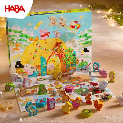 HABA advendikalender – Jõulud talus – 3D mängumaastik 24 armsa puidust figuuriga – jõulukalender lastele vanuses 2 aastat ja vanemad - 1303156001
