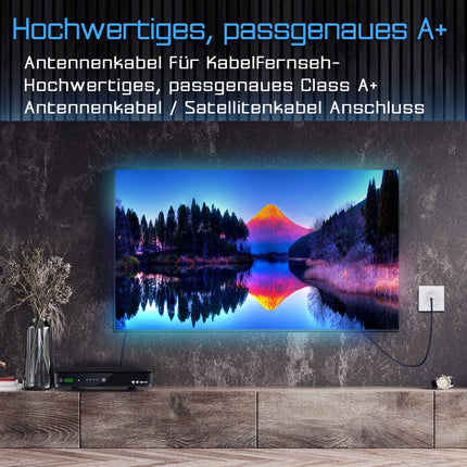 Ultra HDTV 1m teleriantennikaabel, koaksiaalkaabel, koaksiaalpistik (90° nurk) koaksiaalühendusele (90° nurk), metallpistik DVB-T ja DVB-T2, DVB-C, DVB-S, DVB-S2, raadio, FM, DAB jaoks