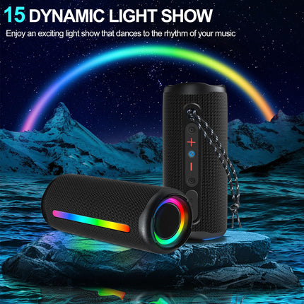 KingSom Bluetooth Speaker with Light, Portable Bluetooth 5.3 Music Box with Enhanced Bass, Waterproof Bluetooth Music Box with 24h Battery, Portable Bluetooth Speaker for Outdoors, Travel