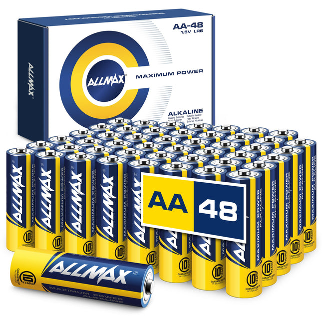 Allmax AA Mignon (LR6) maksimaalse võimsusega leelispatareid kahekordsed A-tüüpi patareid (48 tk pakis) - ülipika elueaga, 10-aastase säilivusajaga, lekkekindlad, 1,5 V