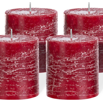 Brandsseller pillar candle set of 4 7x7.5 cm Christmas candle Advent wreath Bordeaux